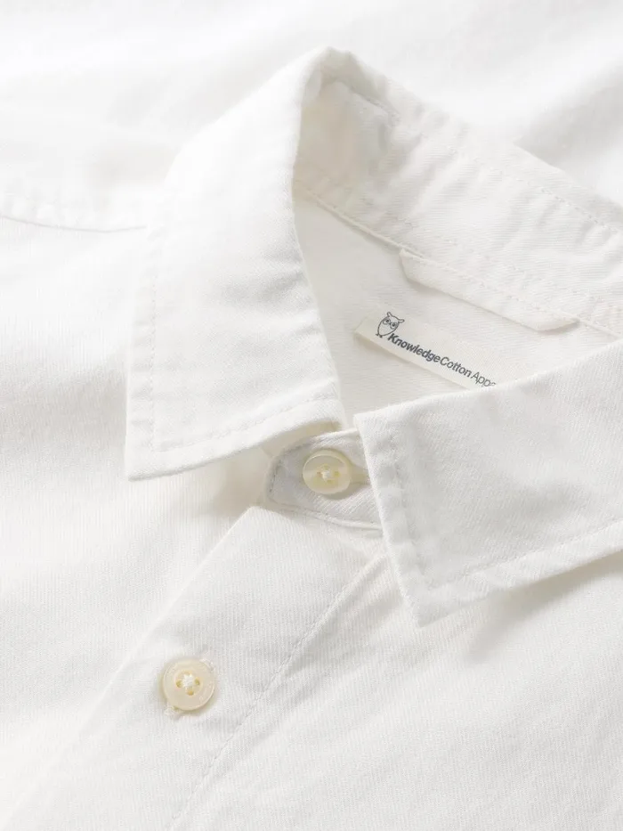 KnowledgeCotton Apparel Shirts Custom Fit Linen Short Sleeve Shirt Bright White 8211 Men KnowledgeCotton Apparel Shirts Custom Fit Linen Short Sleeve Shirt Bright White 8211 Men