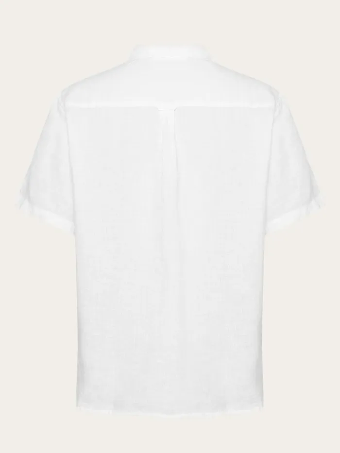 KnowledgeCotton Apparel Shirts Custom Fit Linen Short Sleeve Shirt Bright White 8211 Men KnowledgeCotton Apparel Shirts Custom Fit Linen Short Sleeve Shirt Bright White 8211 Men