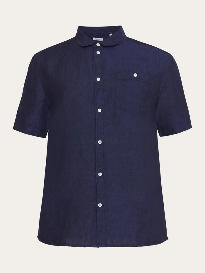 KnowledgeCotton Apparel Shirts Custom Fit Linen Short Sleeve Shirt Yarndyed 8211 Men KnowledgeCotton Apparel Shirts Custom Fit Linen Short Sleeve Shirt Yarndyed 8211 Men