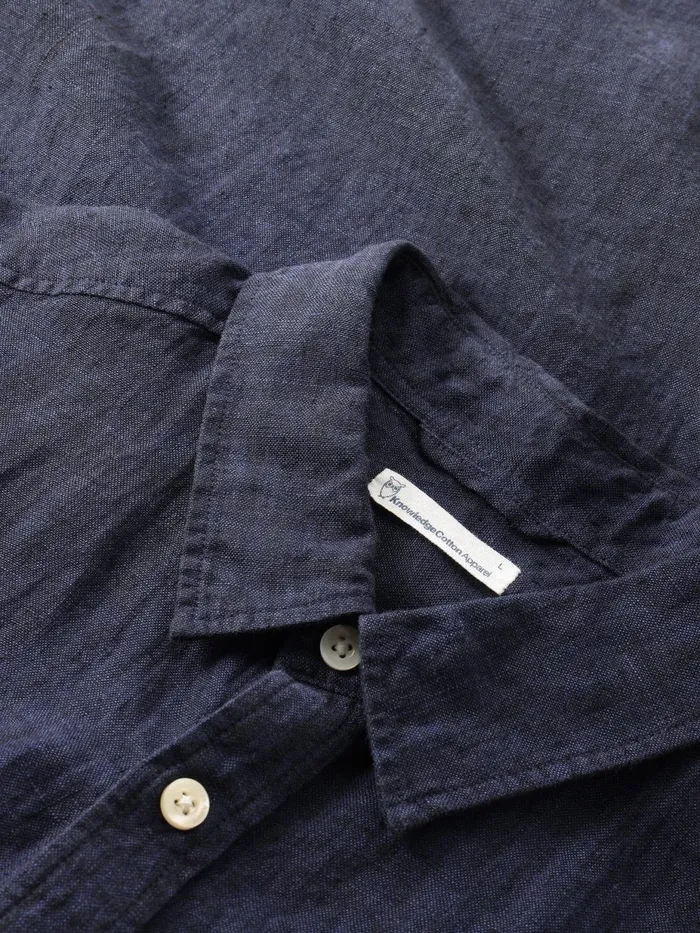 KnowledgeCotton Apparel Shirts Custom Fit Linen Short Sleeve Shirt Yarndyed 8211 Men KnowledgeCotton Apparel Shirts Custom Fit Linen Short Sleeve Shirt Yarndyed 8211 Men