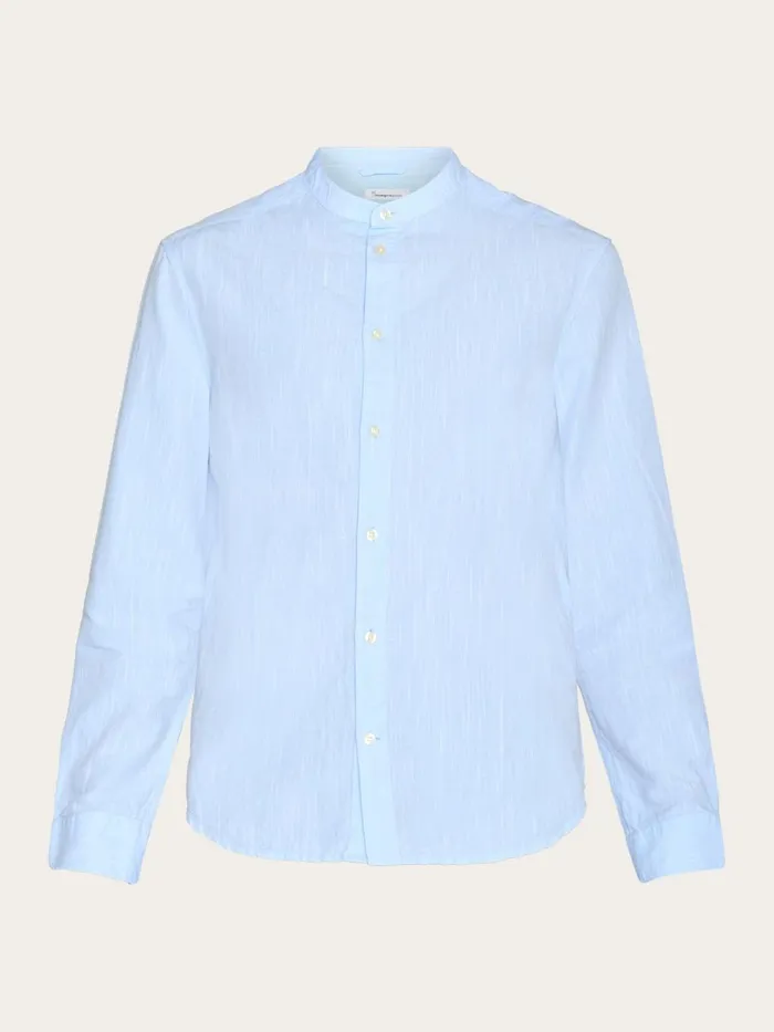 KnowledgeCotton Apparel Shirts Custom Fit Linen Stand Collar Shirt Skyway 8211 Men KnowledgeCotton Apparel Shirts Custom Fit Linen Stand Collar Shirt Skyway 8211 Men