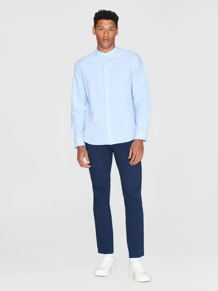 KnowledgeCotton Apparel Shirts Custom Fit Linen Stand Collar Shirt Skyway 8211 Men KnowledgeCotton Apparel Shirts Custom Fit Linen Stand Collar Shirt Skyway 8211 Men