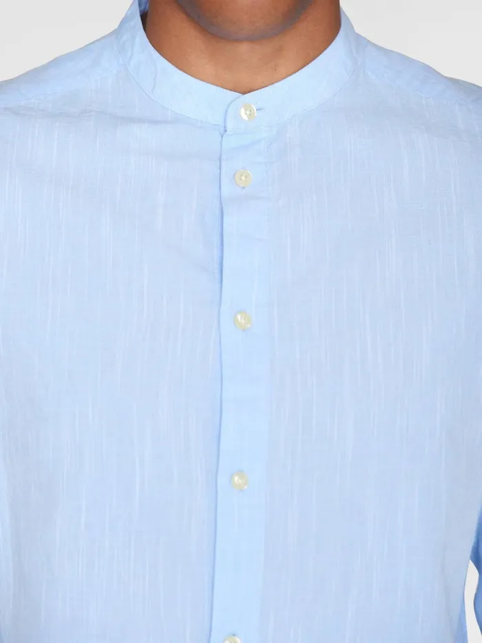 KnowledgeCotton Apparel Shirts Custom Fit Linen Stand Collar Shirt Skyway 8211 Men KnowledgeCotton Apparel Shirts Custom Fit Linen Stand Collar Shirt Skyway 8211 Men