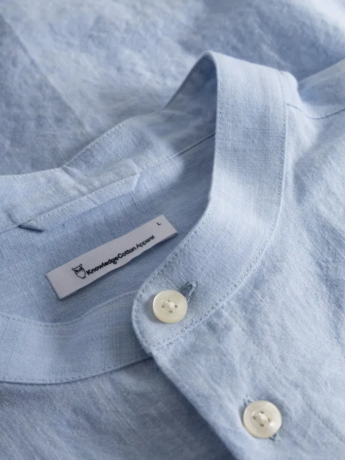 KnowledgeCotton Apparel Shirts Custom Fit Linen Stand Collar Shirt Skyway 8211 Men KnowledgeCotton Apparel Shirts Custom Fit Linen Stand Collar Shirt Skyway 8211 Men