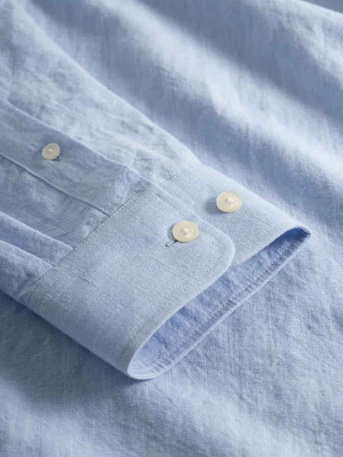 KnowledgeCotton Apparel Shirts Custom Fit Linen Stand Collar Shirt Skyway 8211 Men KnowledgeCotton Apparel Shirts Custom Fit Linen Stand Collar Shirt Skyway 8211 Men