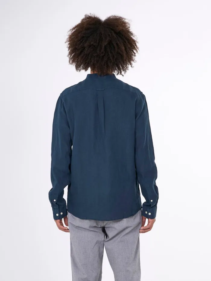 KnowledgeCotton Apparel Shirts Custom Fit Linen Stand Collar Shirt Total Eclipse 8211 Men KnowledgeCotton Apparel Shirts Custom Fit Linen Stand Collar Shirt Total Eclipse 8211 Men