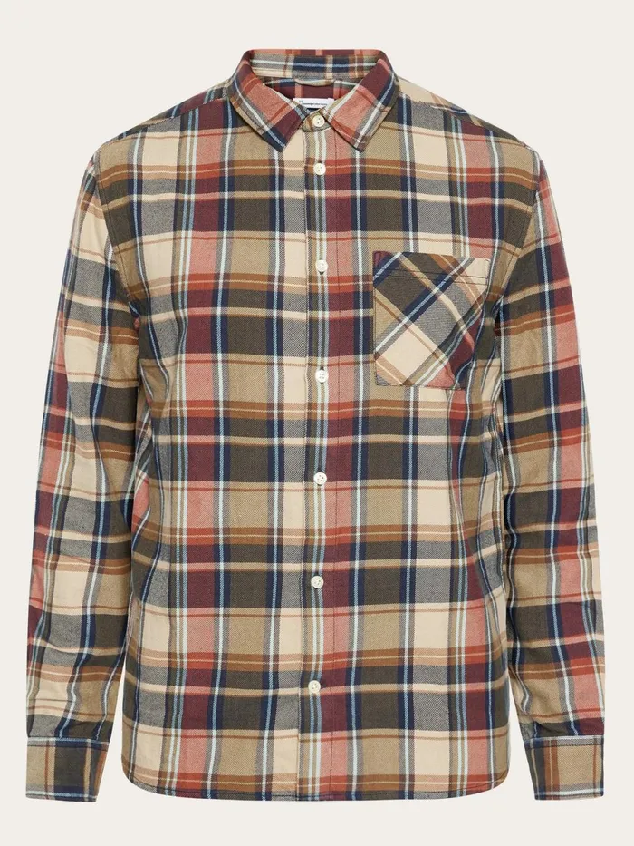 KnowledgeCotton Apparel Shirts Light Flannel Checkered Costum Fit Shirt Multi Check 8211 Men KnowledgeCotton Apparel Shirts Light Flannel Checkered Costum Fit Shirt Multi Check 8211 Men