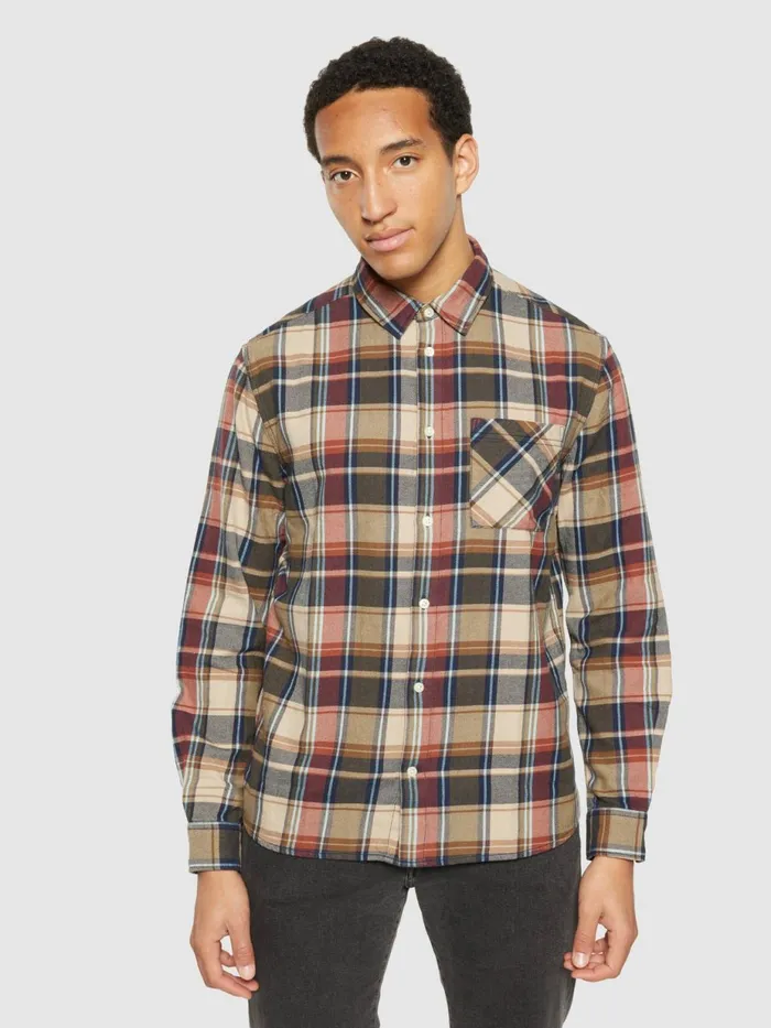 KnowledgeCotton Apparel Shirts Light Flannel Checkered Costum Fit Shirt Multi Check 8211 Men KnowledgeCotton Apparel Shirts Light Flannel Checkered Costum Fit Shirt Multi Check 8211 Men
