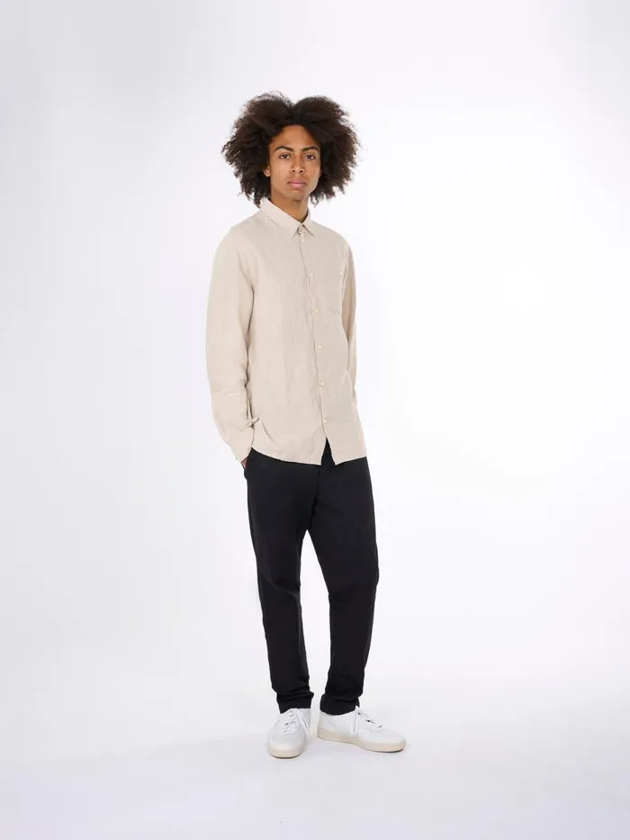 KnowledgeCotton Apparel Shirts Linen Custom Fit LS Shirt Light Feather Gray 8211 Men KnowledgeCotton Apparel Shirts Linen Custom Fit LS Shirt Light Feather Gray 8211 Men