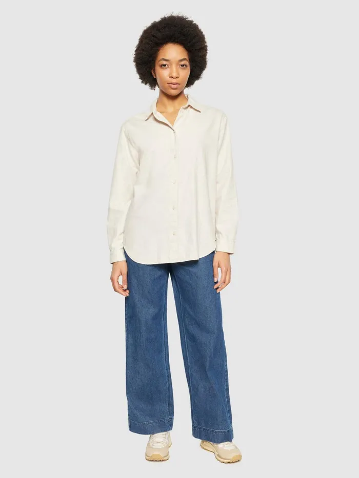 KnowledgeCotton Apparel Shirts Organic Cotton Flannel Shirt GOTS Greige 8211 Women