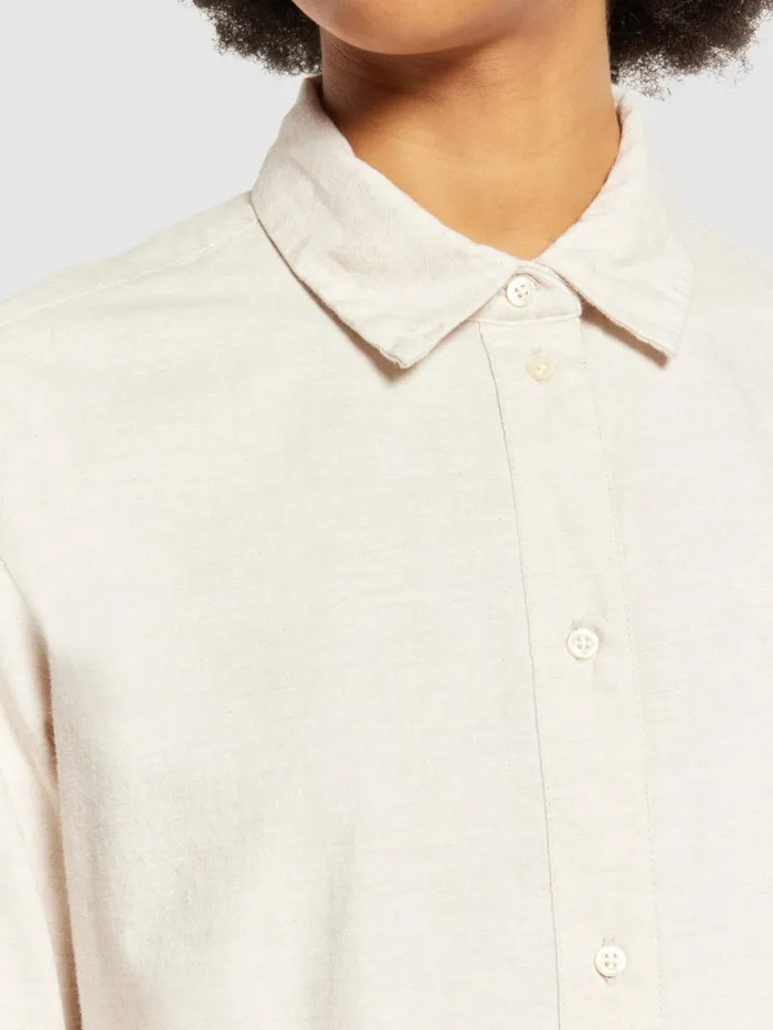 KnowledgeCotton Apparel Shirts Organic Cotton Flannel Shirt GOTS Greige 8211 Women