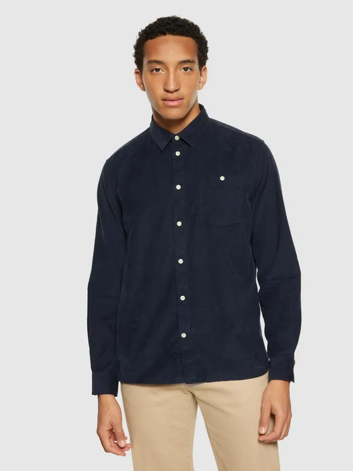 KnowledgeCotton Apparel Shirts Regular Fit Corduroy Shirt Total Eclipse 8211 Men