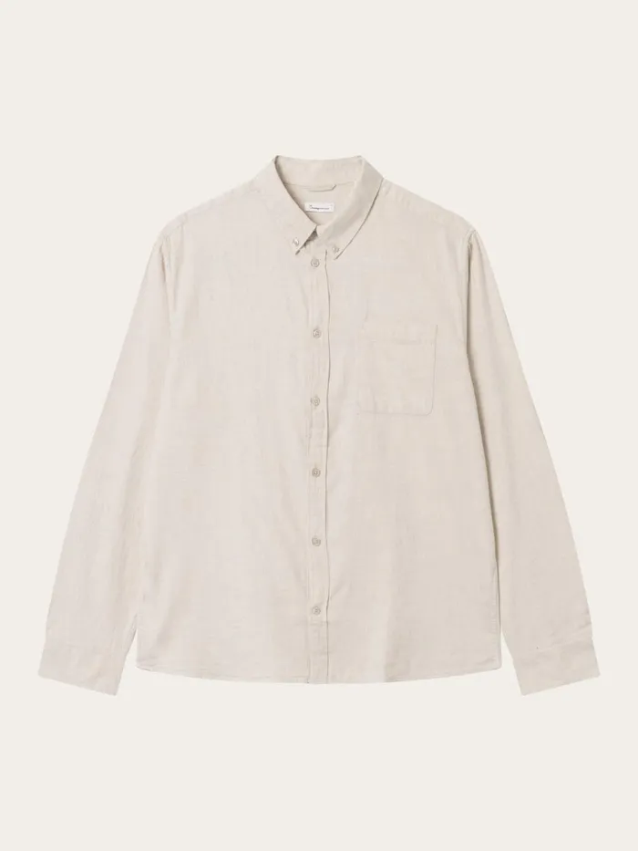 KnowledgeCotton Apparel Shirts Regular Fit Melang Flannel Shirt Greige 8211 Men KnowledgeCotton Apparel Shirts Regular Fit Melang Flannel Shirt Greige 8211 Men