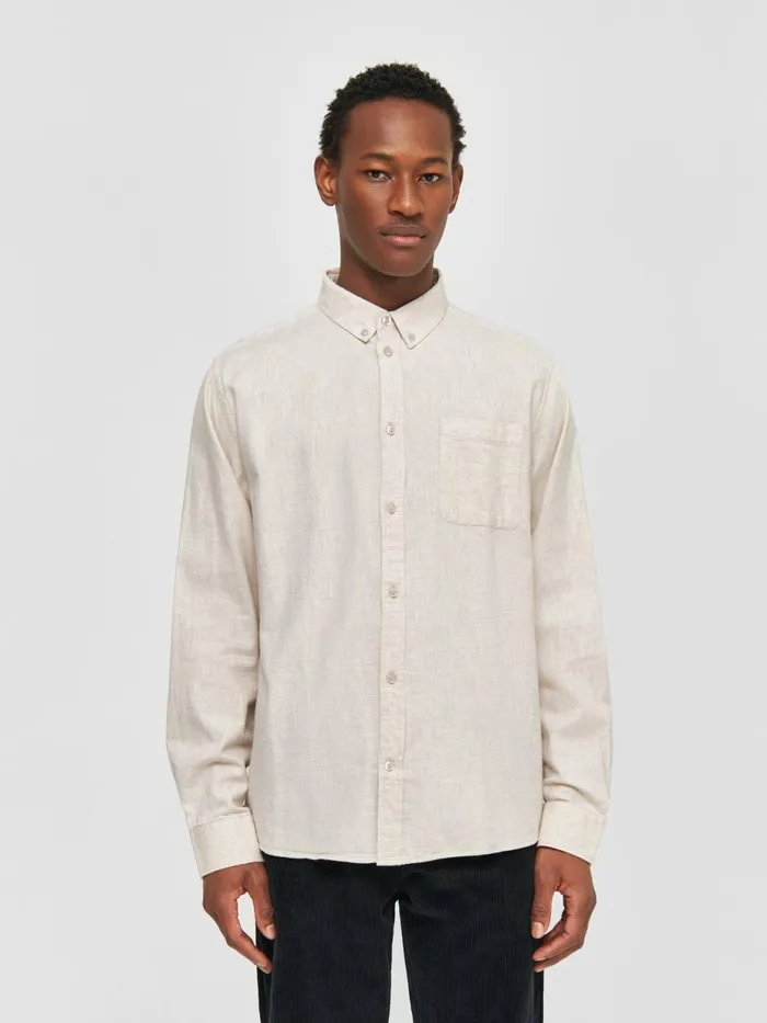 KnowledgeCotton Apparel Shirts Regular Fit Melang Flannel Shirt Greige 8211 Men KnowledgeCotton Apparel Shirts Regular Fit Melang Flannel Shirt Greige 8211 Men
