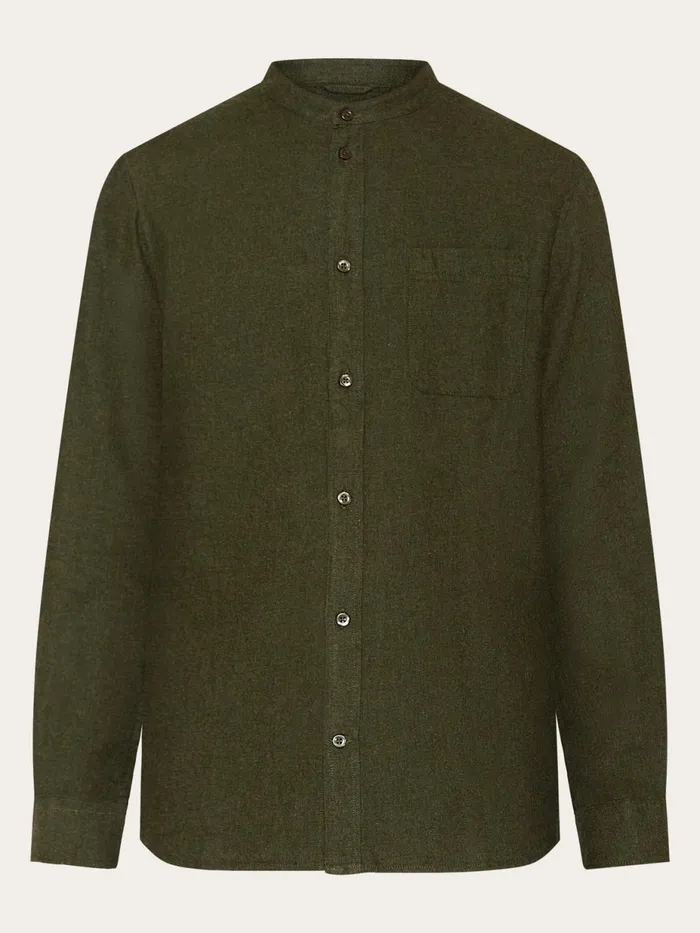 KnowledgeCotton Apparel Shirts Regular Fit Melang Flannel Stand Collar Shirt Forrest Night 8211 Men KnowledgeCotton Apparel Shirts Regular Fit Melang Flannel Stand Collar Shirt Forrest Night 8211 Men
