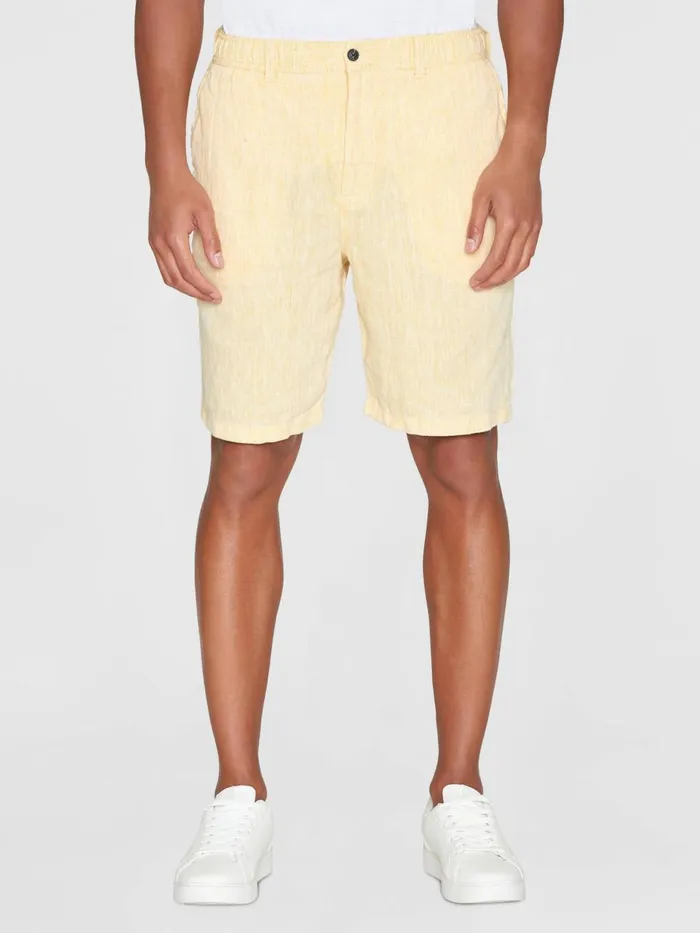 KnowledgeCotton Apparel Shorts FIG Loose Herringbone Linen Elastic Waist Shorts Gotsvegan 8211 Men