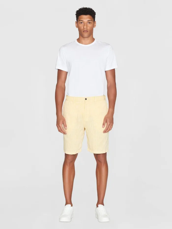 KnowledgeCotton Apparel Shorts FIG Loose Herringbone Linen Elastic Waist Shorts Gotsvegan 8211 Men