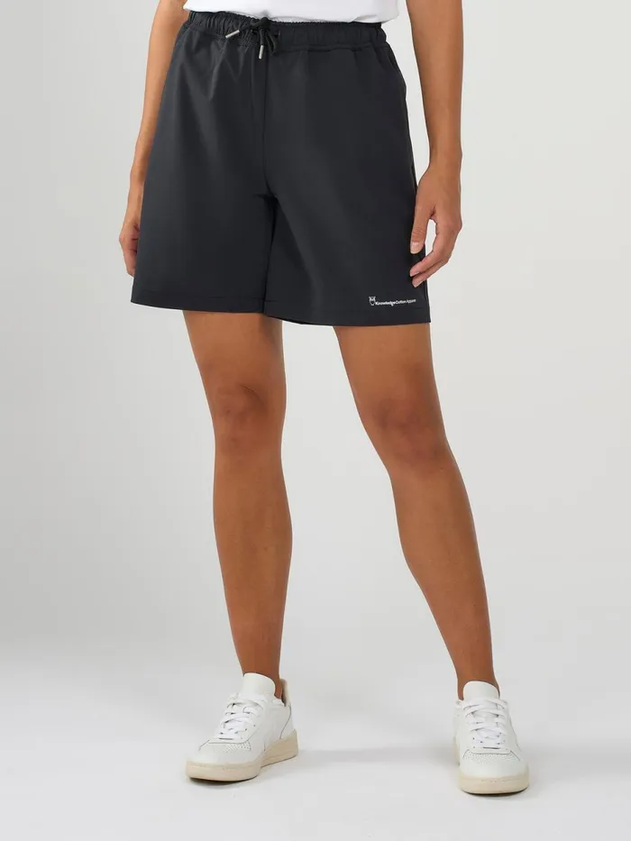 KnowledgeCotton Apparel Shorts Stretch Ribstop Elastic Waist Shorts Black Jet 8211 Women KnowledgeCotton Apparel Shorts Stretch Ribstop Elastic Waist Shorts Black Jet 8211 Women