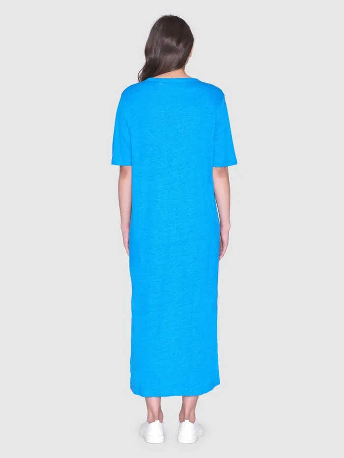 KnowledgeCotton Apparel Skirts And Dresses Linen Short Sleeved Tshirt Dress Malibu Blue 8211 Women KnowledgeCotton Apparel Skirts And Dresses Linen Short Sleeved Tshirt Dress Malibu Blue 8211 Women