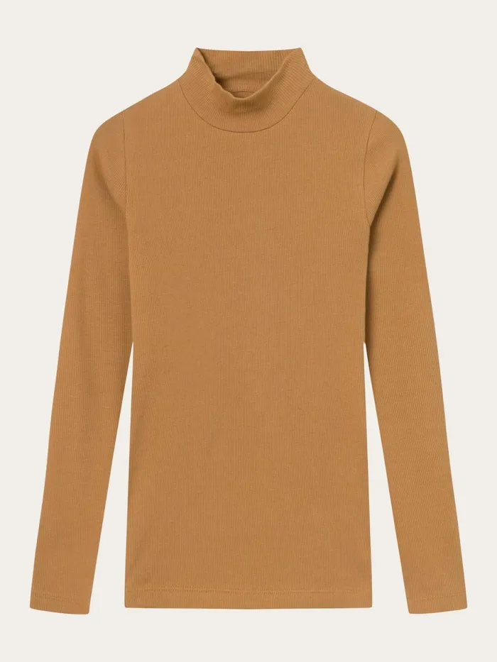 KnowledgeCotton Apparel TShirts And Tops Rib High Neck Long Sleeve Brown Sugar 8211 Women KnowledgeCotton Apparel TShirts And Tops Rib High Neck Long Sleeve Brown Sugar 8211 Women