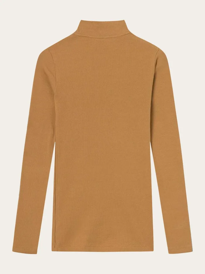KnowledgeCotton Apparel TShirts And Tops Rib High Neck Long Sleeve Brown Sugar 8211 Women KnowledgeCotton Apparel TShirts And Tops Rib High Neck Long Sleeve Brown Sugar 8211 Women