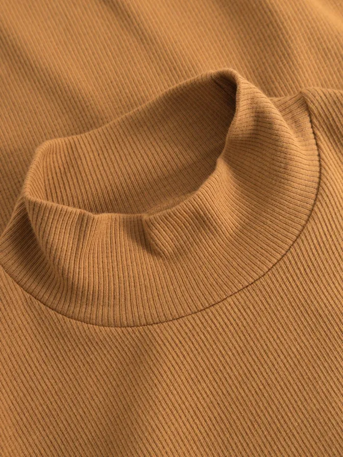 KnowledgeCotton Apparel TShirts And Tops Rib High Neck Long Sleeve Brown Sugar 8211 Women KnowledgeCotton Apparel TShirts And Tops Rib High Neck Long Sleeve Brown Sugar 8211 Women