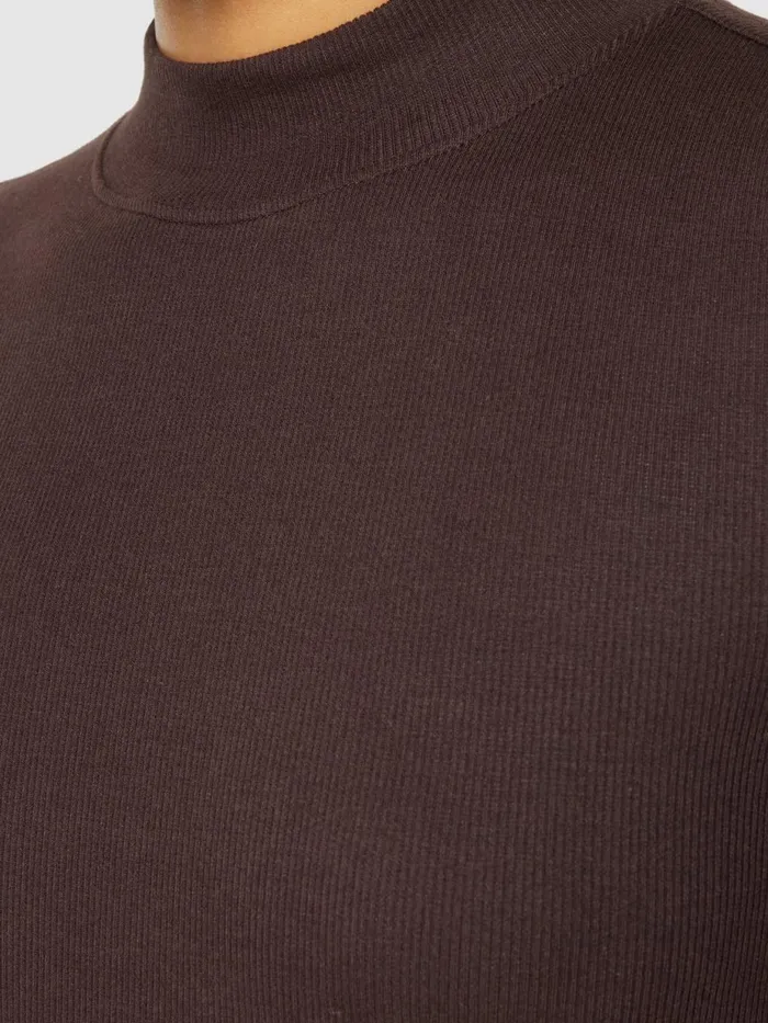 KnowledgeCotton Apparel TShirts And Tops Rib High Neck Short Sleeve Chocolate Plum 8211 Women KnowledgeCotton Apparel TShirts And Tops Rib High Neck Short Sleeve Chocolate Plum 8211 Women