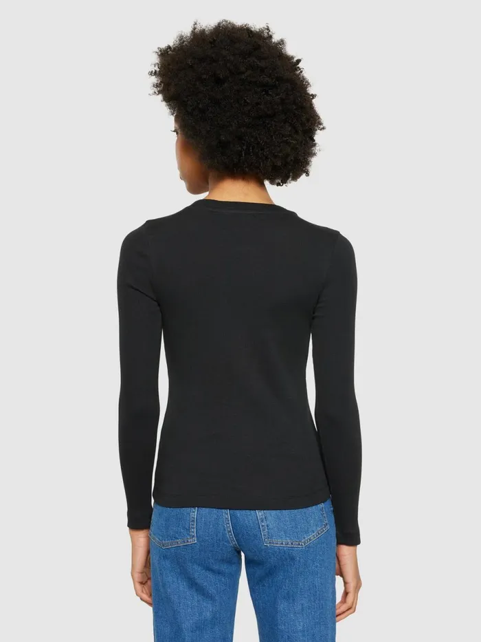 KnowledgeCotton Apparel TShirts And Tops Rib Scoop Neck Long Sleeved Black Jet 8211 Women KnowledgeCotton Apparel TShirts And Tops Rib Scoop Neck Long Sleeved Black Jet 8211 Women