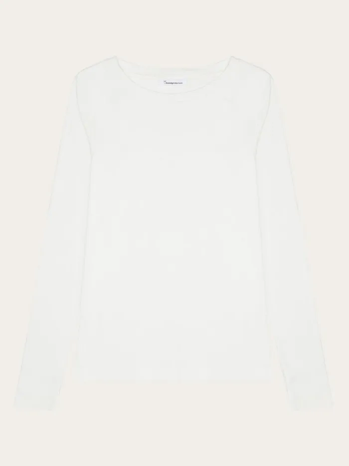 KnowledgeCotton Apparel TShirts And Tops Rib Scoop Neck Long Sleeved Star White 8211 Women KnowledgeCotton Apparel TShirts And Tops Rib Scoop Neck Long Sleeved Star White 8211 Women