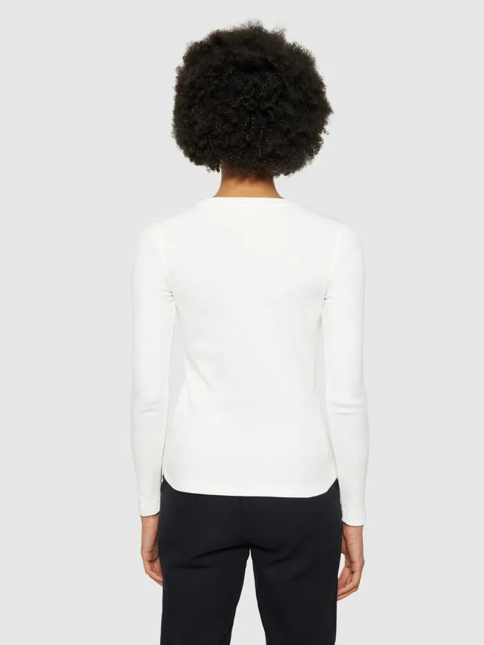 KnowledgeCotton Apparel TShirts And Tops Rib Scoop Neck Long Sleeved Star White 8211 Women