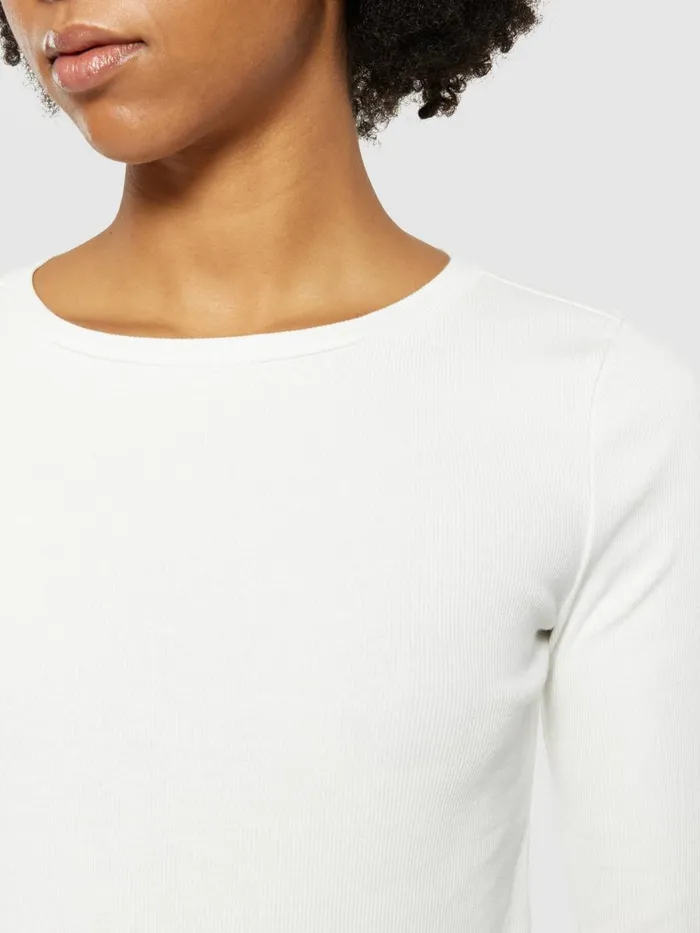KnowledgeCotton Apparel TShirts And Tops Rib Scoop Neck Long Sleeved Star White 8211 Women