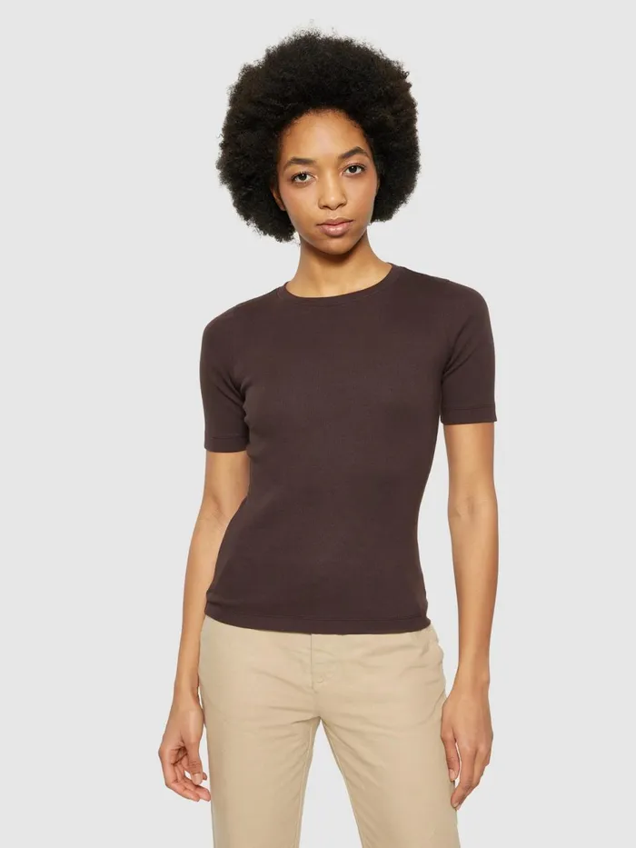 KnowledgeCotton Apparel TShirts And Tops Rib Tshirt Chocolate Plum 8211 Women KnowledgeCotton Apparel TShirts And Tops Rib Tshirt Chocolate Plum 8211 Women