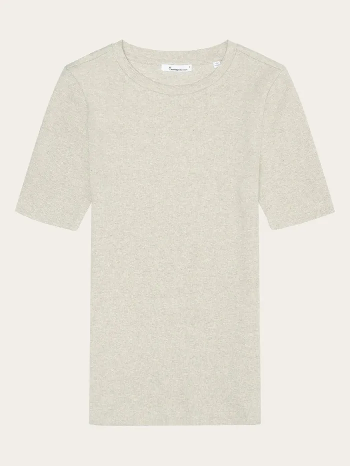KnowledgeCotton Apparel TShirts And Tops Rib Tshirt Gray Chateau Melange 8211 Women