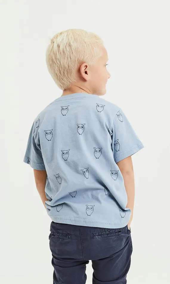 KnowledgeCotton Apparel TShirts Owl AOP Tshirt Asley Blue 8211 Kids KnowledgeCotton Apparel TShirts Owl AOP Tshirt Asley Blue 8211 Kids