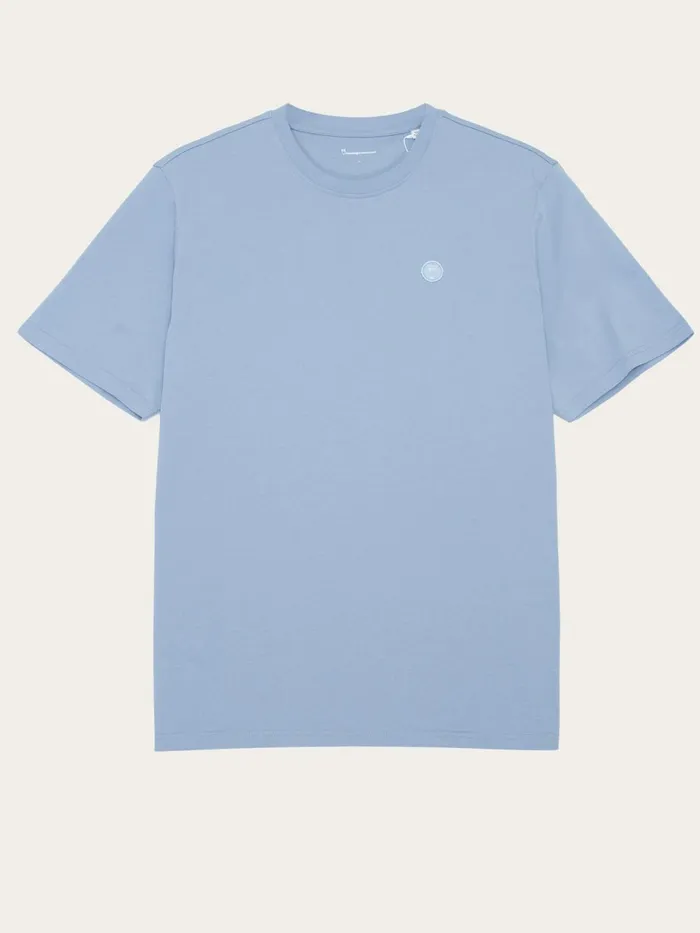 KnowledgeCotton Apparel TShirts Regular Fit Badge Tshirt Asley Blue 8211 Men