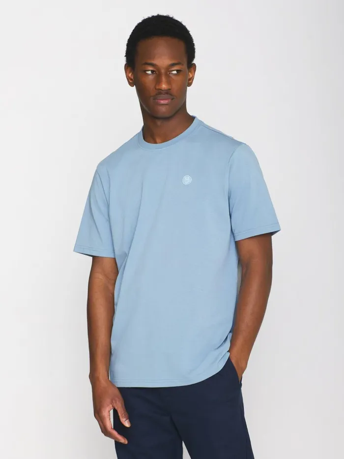 KnowledgeCotton Apparel TShirts Regular Fit Badge Tshirt Asley Blue 8211 Men KnowledgeCotton Apparel TShirts Regular Fit Badge Tshirt Asley Blue 8211 Men