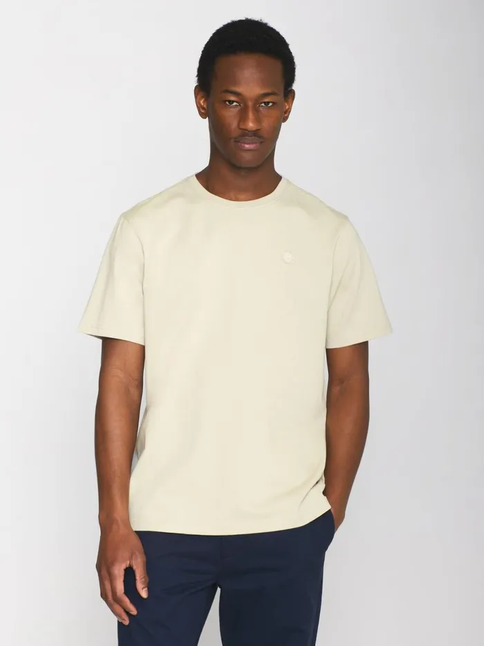 KnowledgeCotton Apparel TShirts Regular Fit Badge Tshirt Light Feather Gray 8211 Men