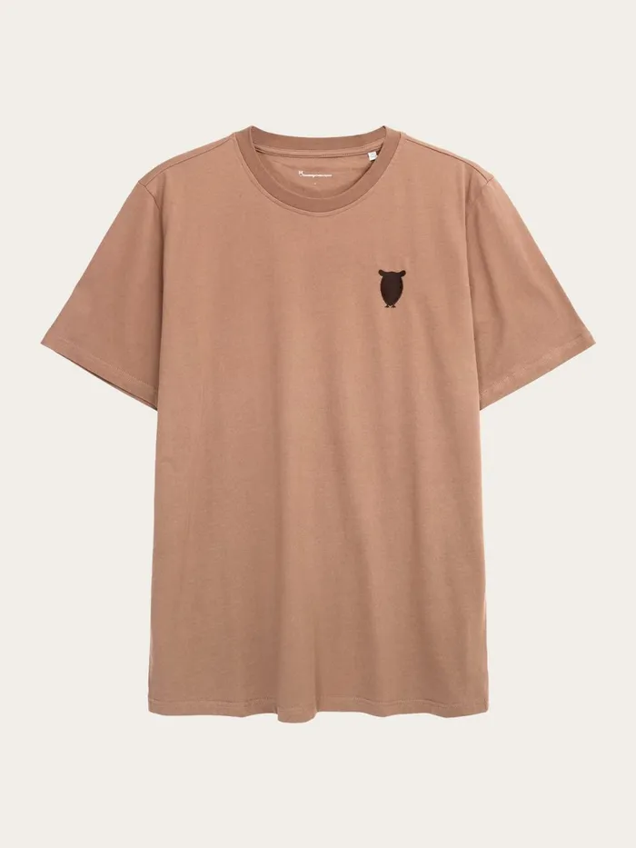 KnowledgeCotton Apparel TShirts Regular Fit Owl Chest Embroidery Tshirt Chocolate Malt 8211 Men KnowledgeCotton Apparel TShirts Regular Fit Owl Chest Embroidery Tshirt Chocolate Malt 8211 Men