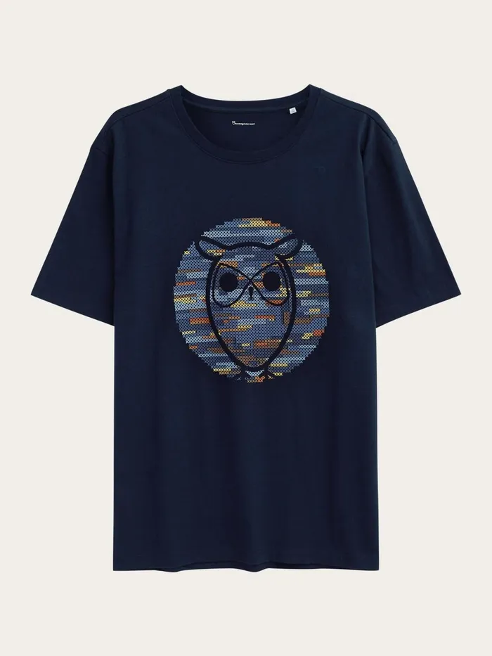 KnowledgeCotton Apparel TShirts Regular Short Sleeve Heavy Single Owl Cross Stitch Print Tshirt Gotsvegan 8211 Men KnowledgeCotton Apparel TShirts Regular Short Sleeve Heavy Single Owl Cross Stitch Print Tshirt Gotsvegan 8211 Men