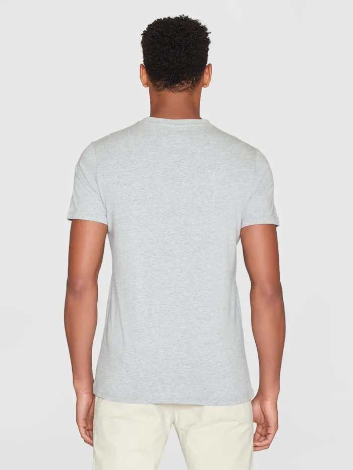 KnowledgeCotton Apparel TShirts Regular Trademark Chest Print Tshirt Grey Melange 8211 Men