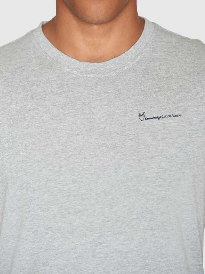 KnowledgeCotton Apparel TShirts Regular Trademark Chest Print Tshirt Grey Melange 8211 Men