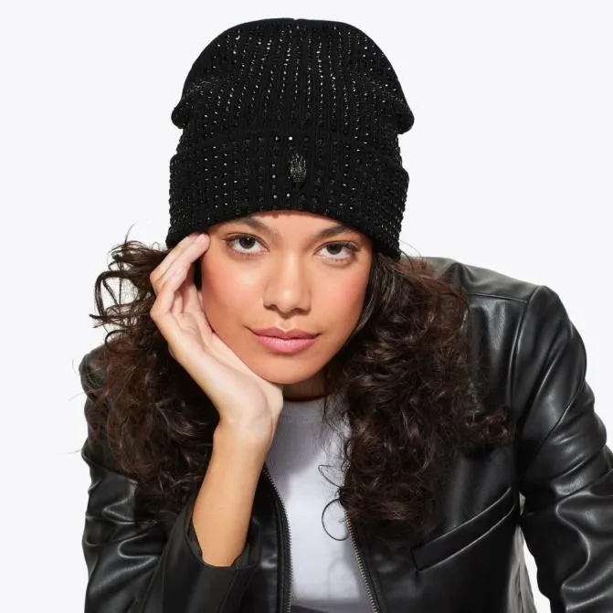 Kurt Geiger Hats Crystal Eagle Beanie Black 8211 Women
