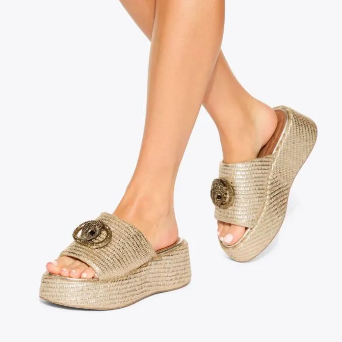 Kurt Geiger Sandals Chelsea Platform Mule Sandal Beige Combination 8211 Women