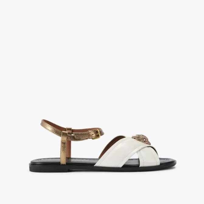 Kurt Geiger Sandals Orson Cross Flat Sandal Bone Combination 8211 Women