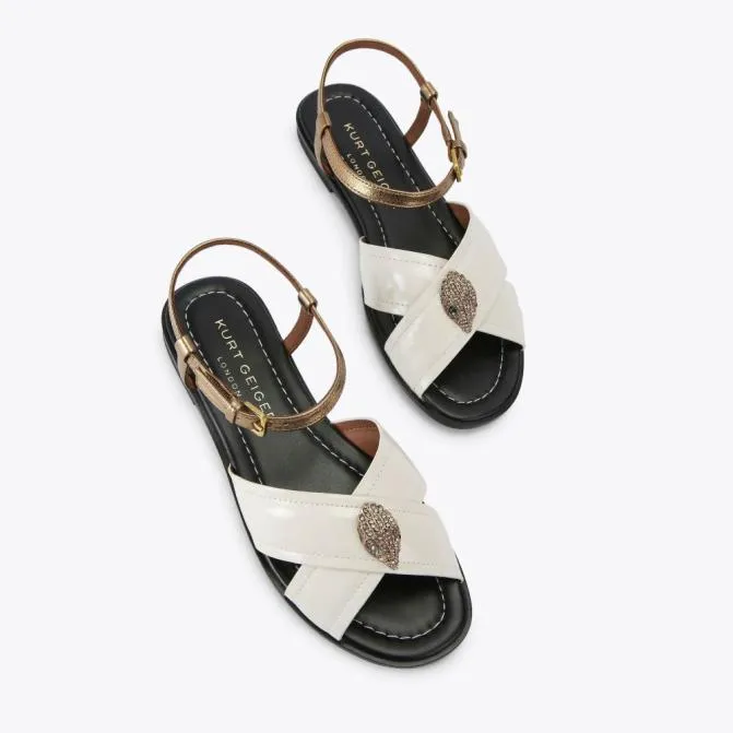 Kurt Geiger Sandals Orson Cross Flat Sandal Bone Combination 8211 Women
