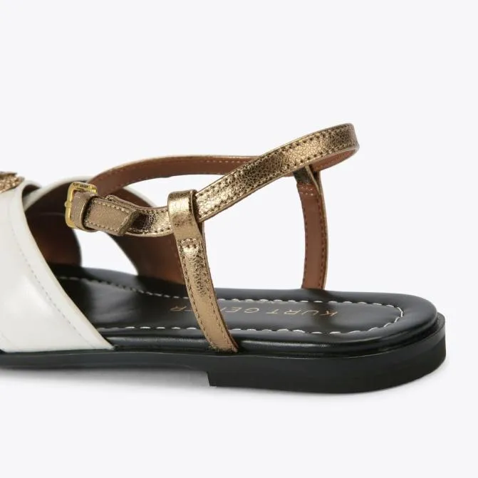 Kurt Geiger Sandals Orson Cross Flat Sandal Bone Combination 8211 Women