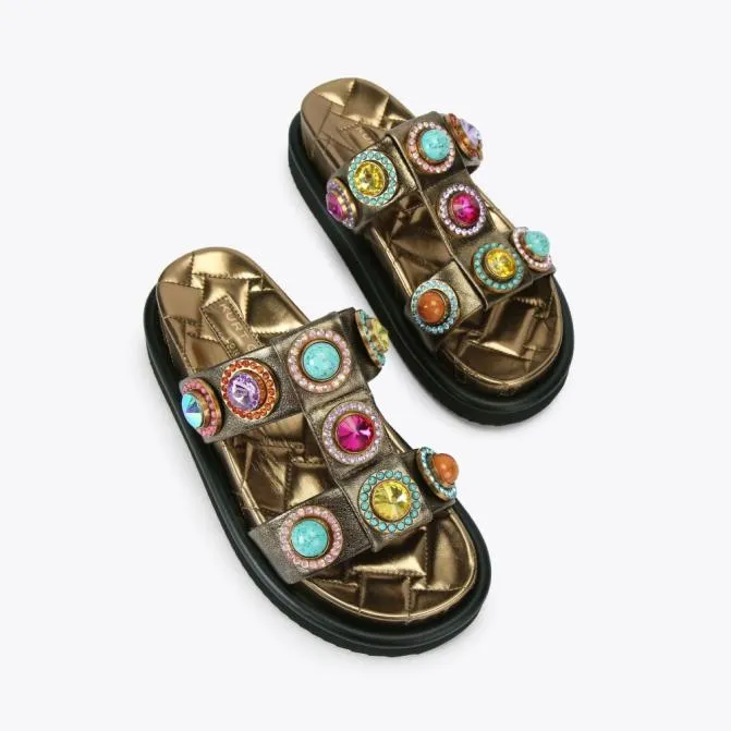 Kurt Geiger Sandals Orson Crystal Sandal Bronze Combination 8211 Women