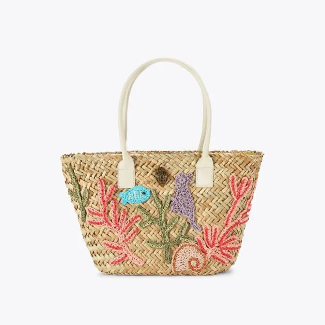 Kurt Geiger Shoulder Bags Kensington Straw Basket Bag Beige Combination 8211 Women Kurt Geiger Shoulder Bags Kensington Straw Basket Bag Beige Combination 8211 Women
