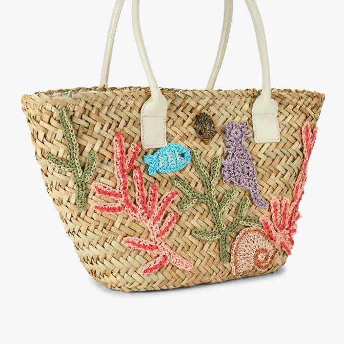 Kurt Geiger Shoulder Bags Kensington Straw Basket Bag Beige Combination 8211 Women