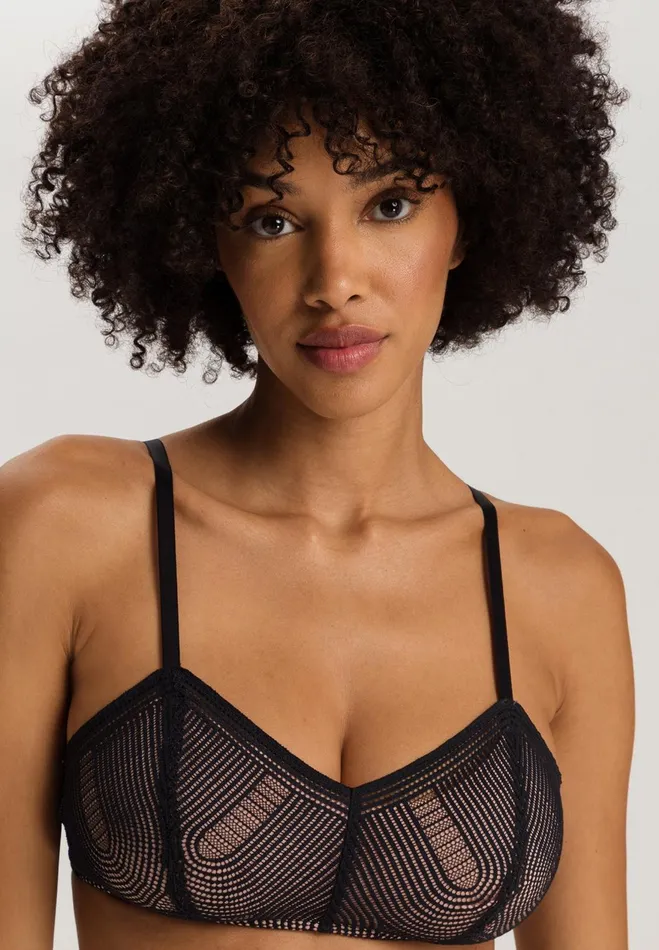Lace Bralette Black Women HANRO Wireless Bras